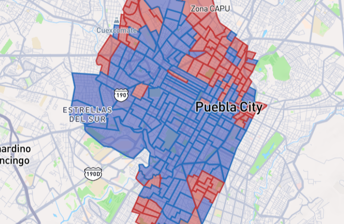 mapa de votacion interactivo de la ciudad de Puebla